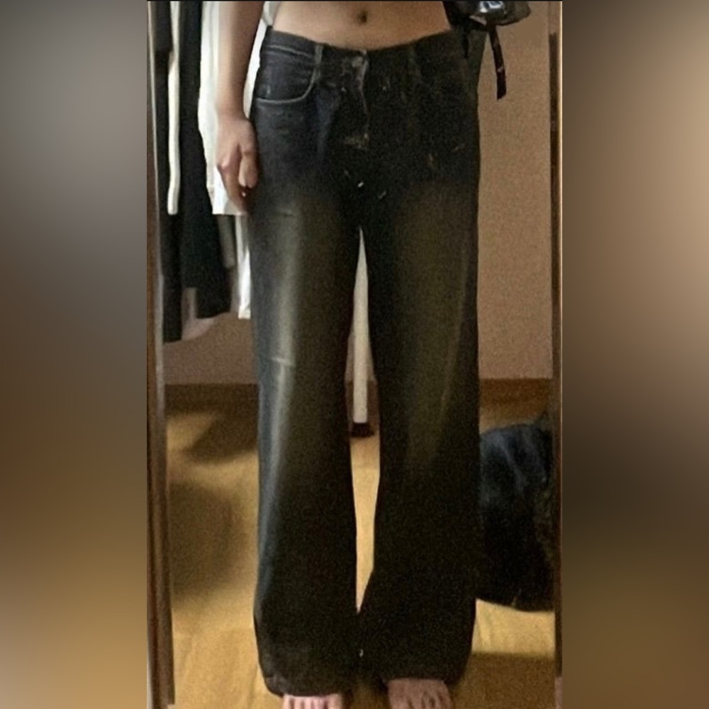 Acubi fashion Low rise baggy Jeans - brand: Lewkin Size: S Color: Dark Blue